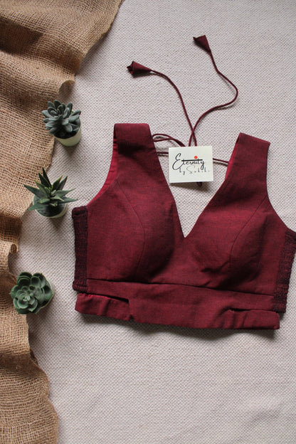 Maroon Cutout Stretchable Blouse - Eternity by Sakshi