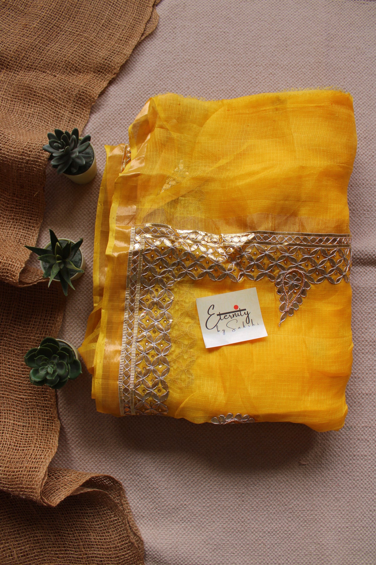 Yellow Kota Doriya Gottapatti Saree