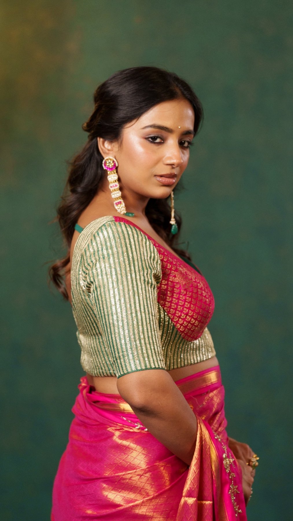 Green Chakori Patch Malhaar Blouse - Eternity by Sakshi