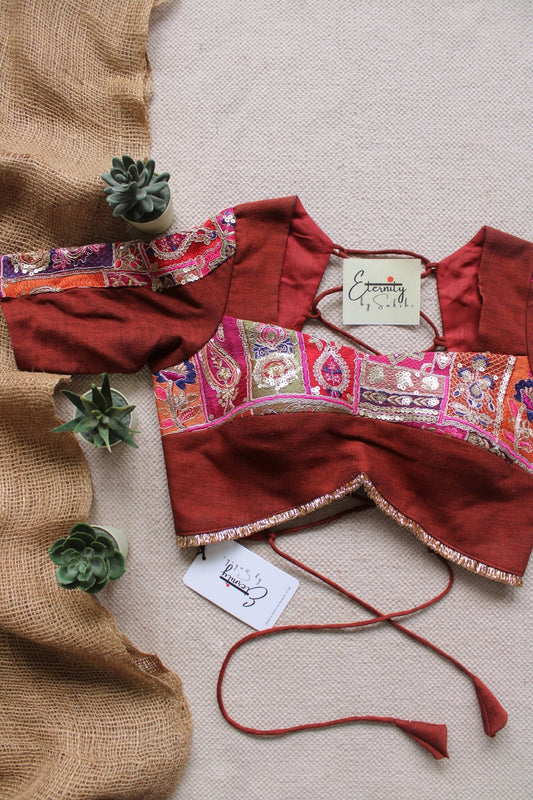 Gerua Navratri Patch Blouse - Eternity by Sakshi