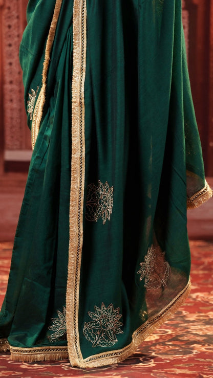 Emerald Elegance Handwork Saree - Eternity by Sakshi
