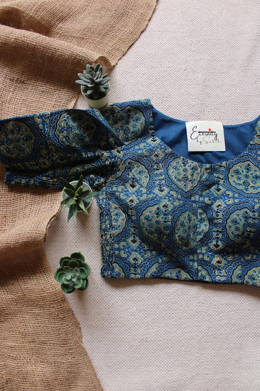Blue Ajrakh Strechable Blouse - Eternity by Sakshi