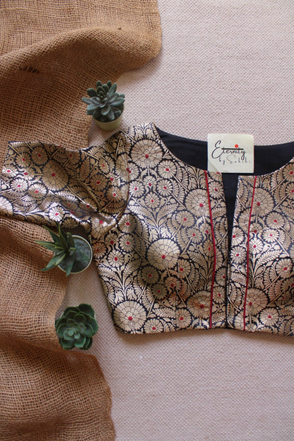 Black Utsav Brocade Blouse - Eternity by Sakshi