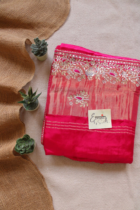 Pink Modal Silk Saree with Gotta Work - Eternity by Sakshi