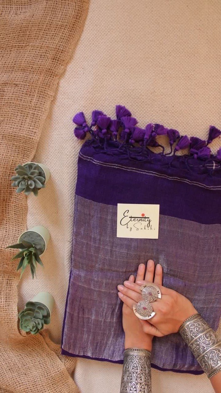 Purple Raina Linen Saree - Eternity by Sakshi