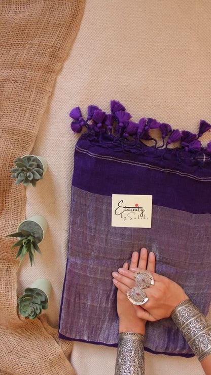 Purple Raina Linen Saree - Eternity by Sakshi