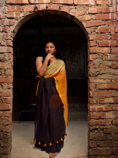 BLACK TIE AND DYE SAREE