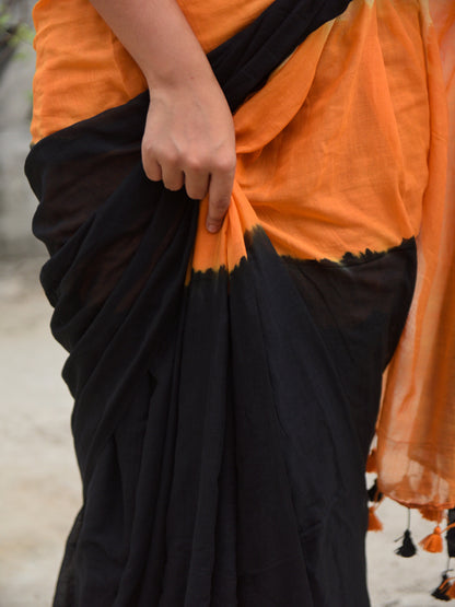 BLACK TIE AND DYE SAREE