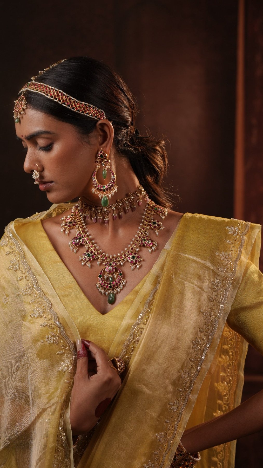 Yellow Handwork Raaz Saree + Yellow Tissue Elastic Blouse - Eternity by Sakshi