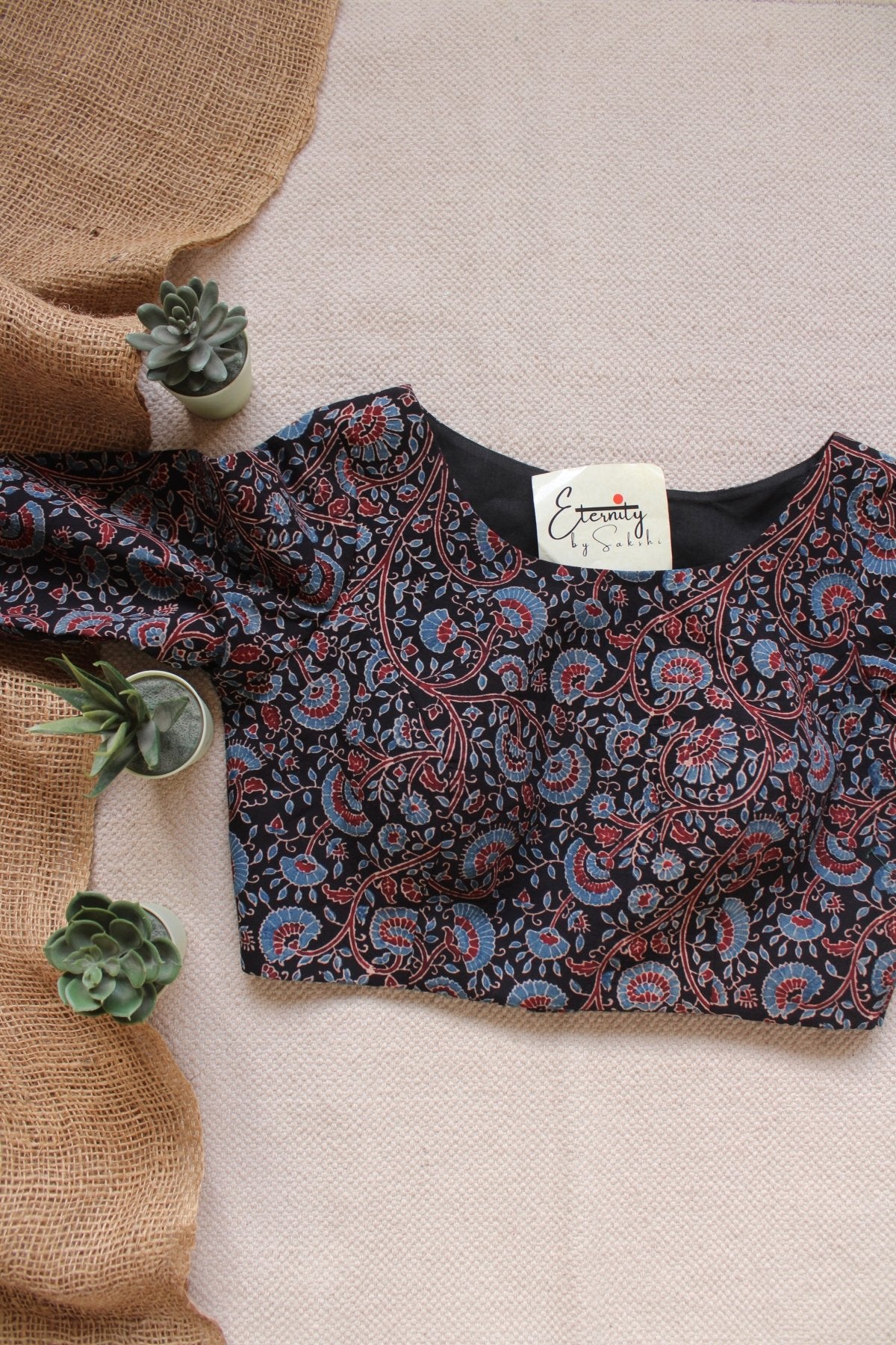 Ajrakh Black – Indigo Vine Blouse - Eternity by Sakshi