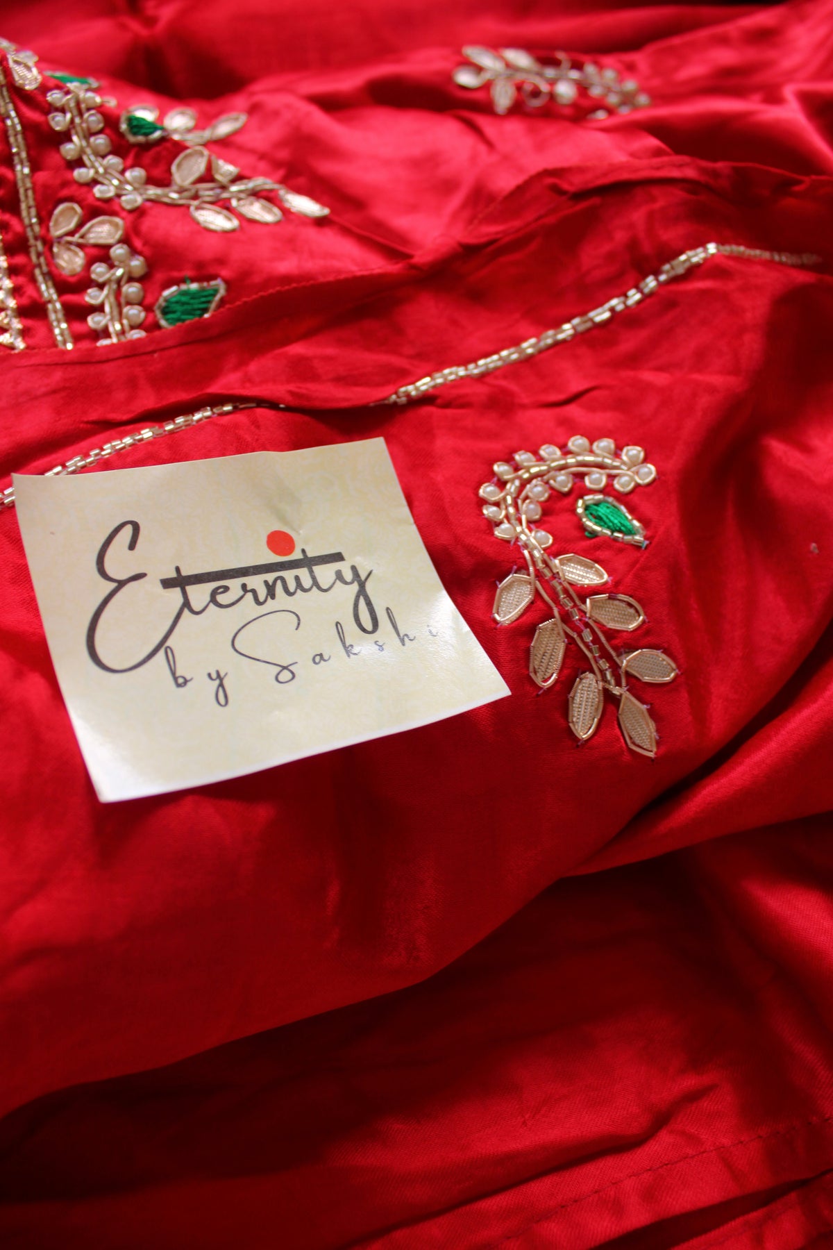 Red Modal Silk Saree with Gotta Work