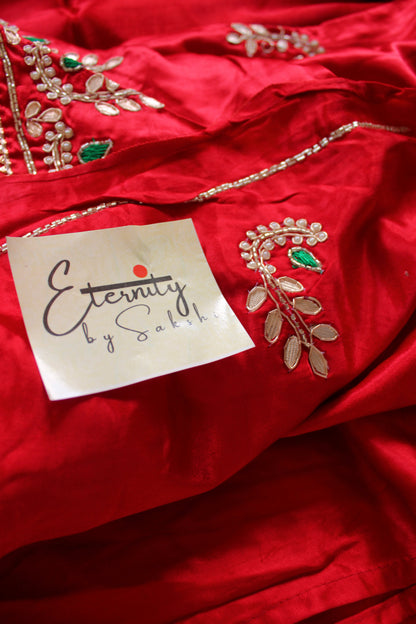 Red Modal Silk Saree with Gotta Work