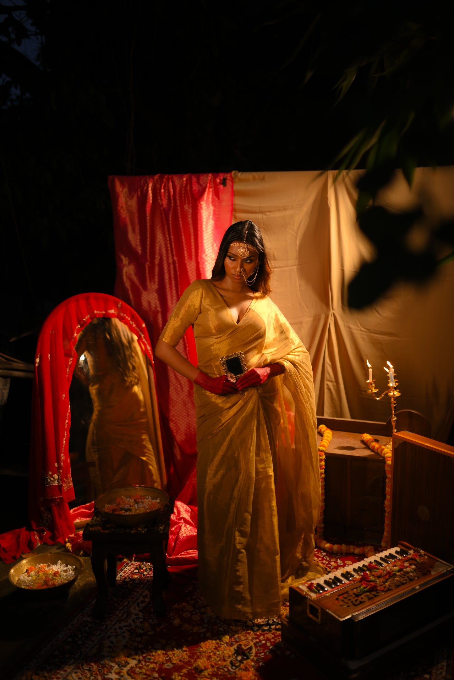 Molten Metal Gold Saree