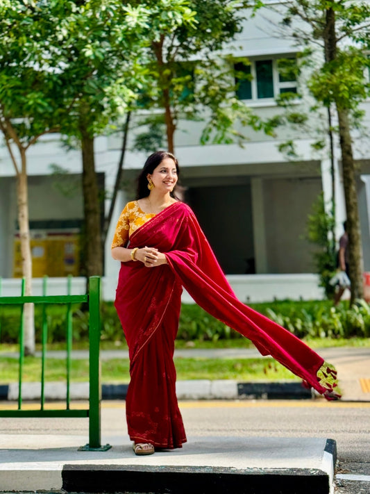 Maroon Parv Saree - Eternity by Sakshi