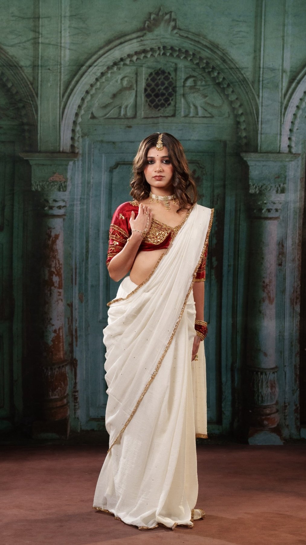 White Gulbahar Saree - Eternity by Sakshi