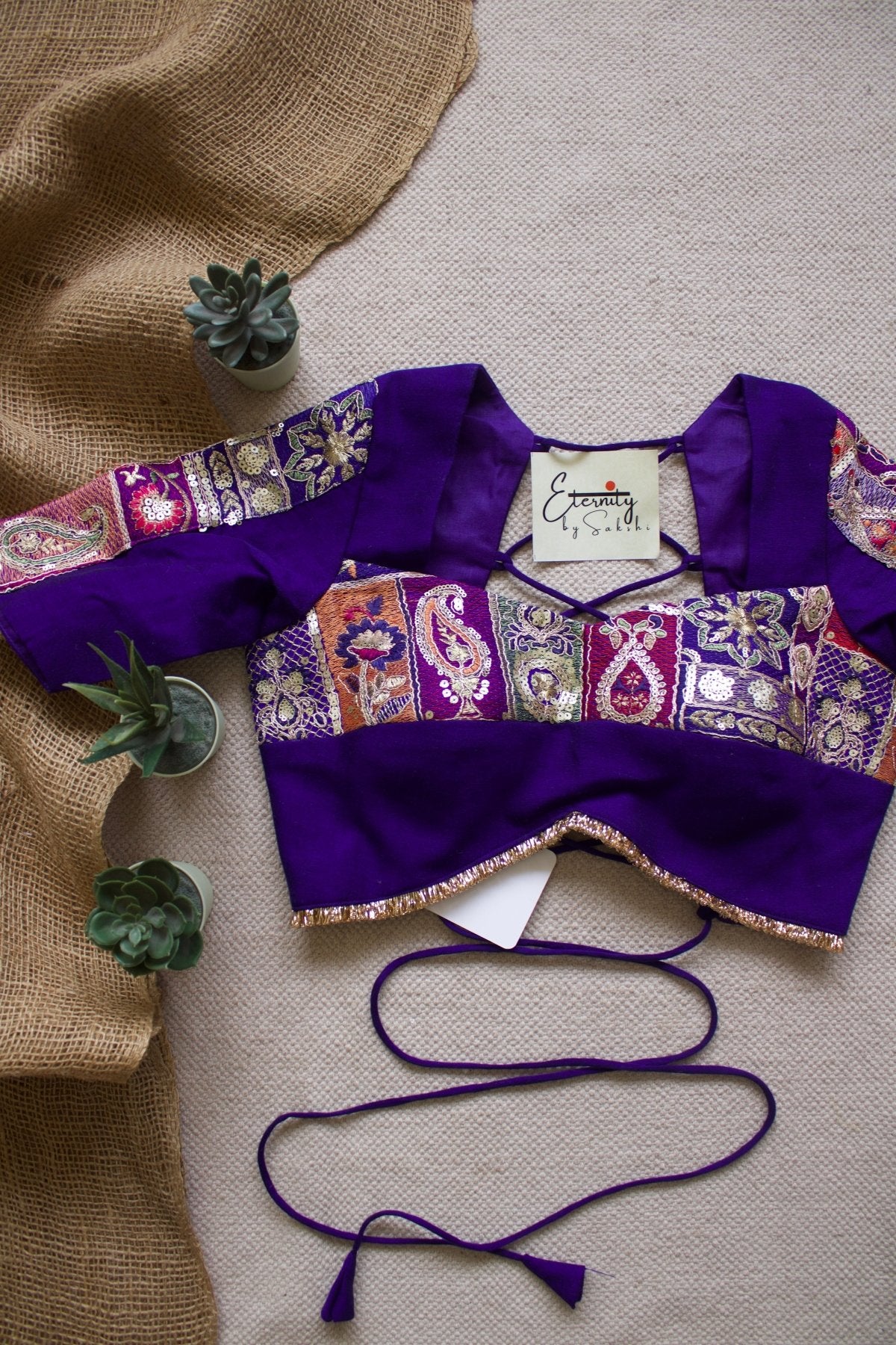 Blue Navratri Patch Blouse - Eternity by Sakshi