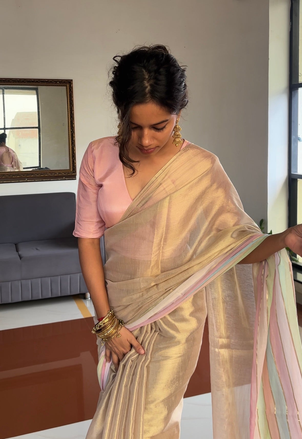 Pastel Whisper Tissue Saree- Onam - Eternity by Sakshi