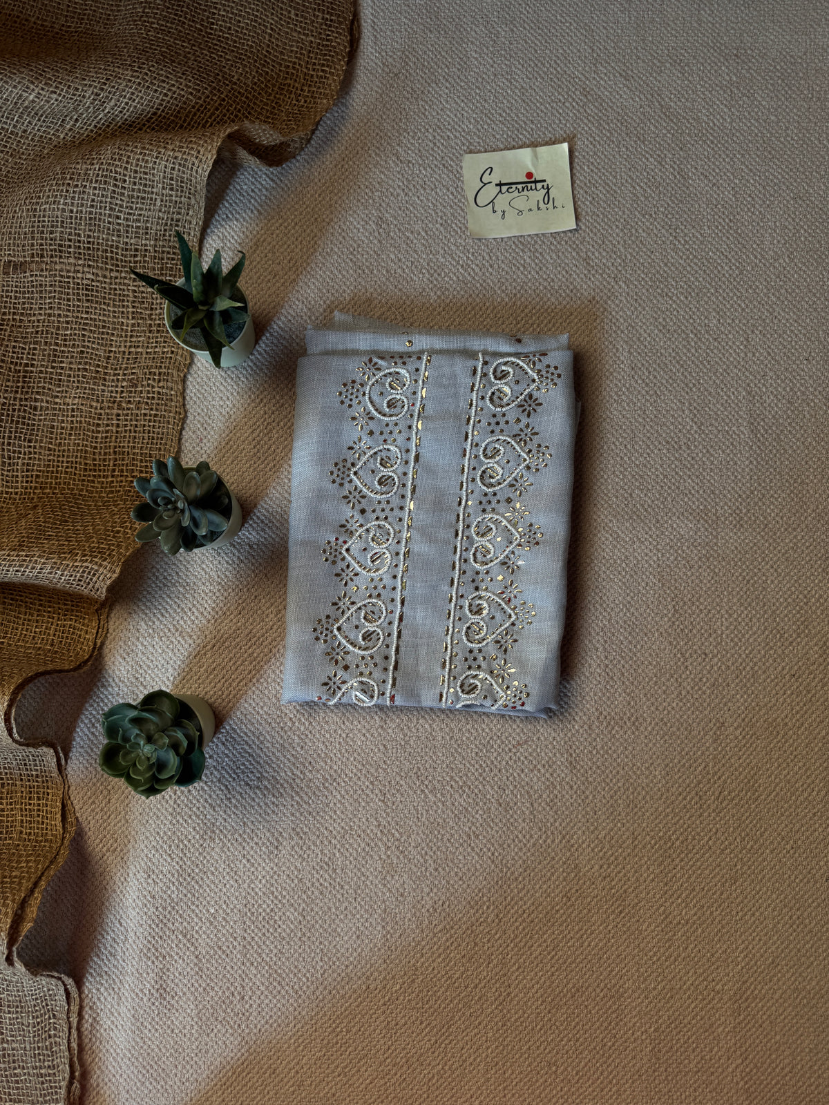 Grey Heart Linen Unstitched Mens Kurta Fabric