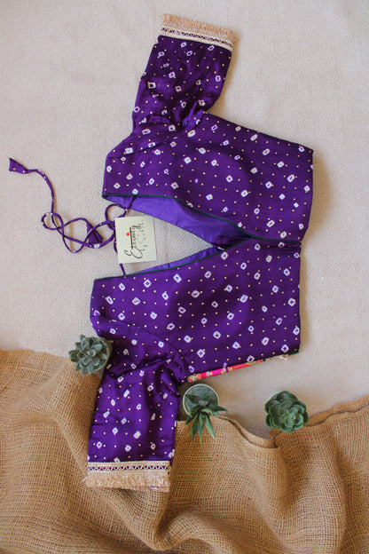 Purple Bandhani Pink Patch Blouse