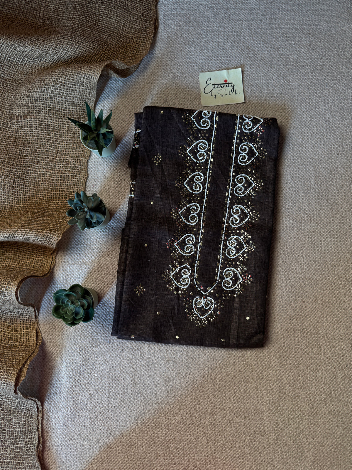 Brown Heart Linen Unstitched Mens Kurta Fabric