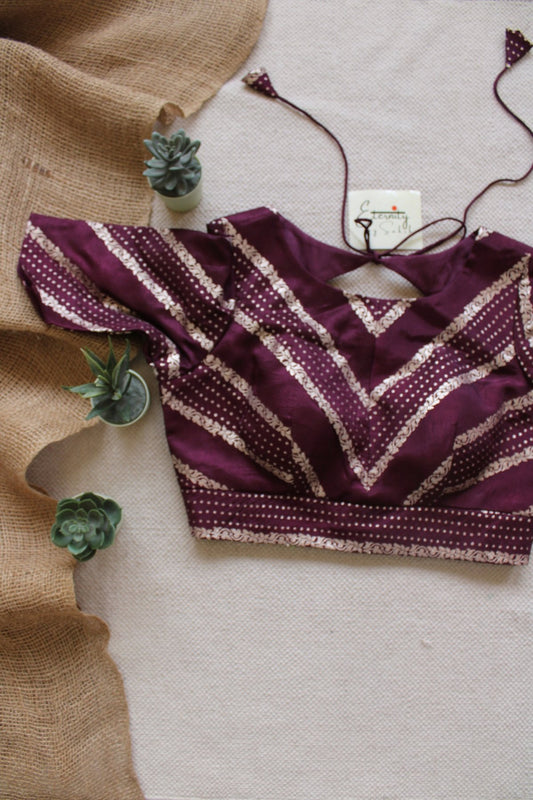 Brownish Maroon Elastic Blouse - Eternity by Sakshi