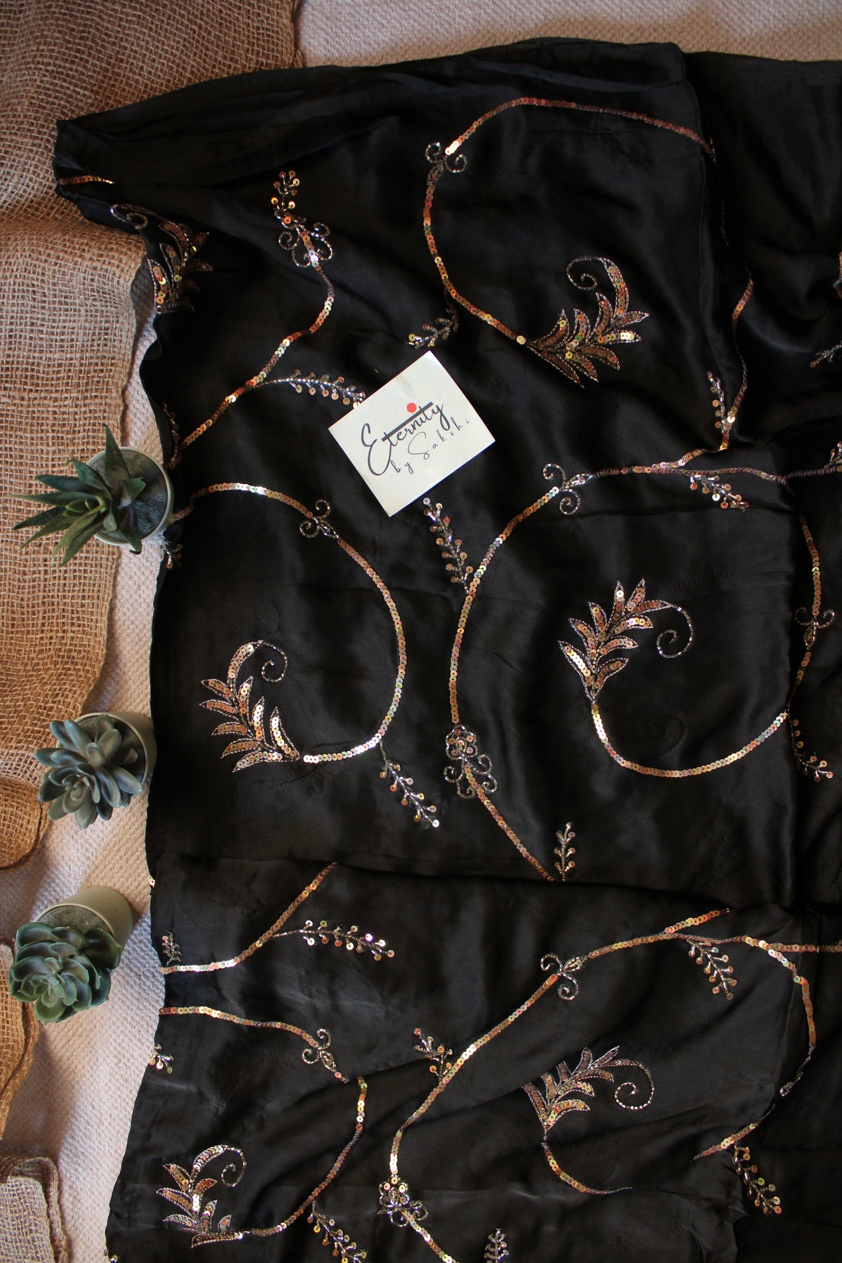 Black Saundarya Modal Silk Handwork Saree