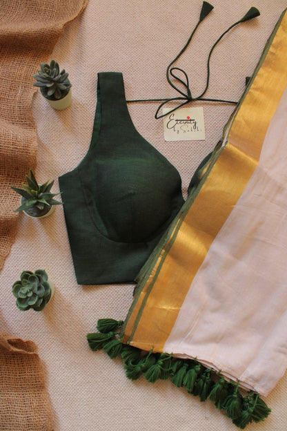 Tulsi Saree + Green Madhubala Blouse Combo - Eternity by Sakshi
