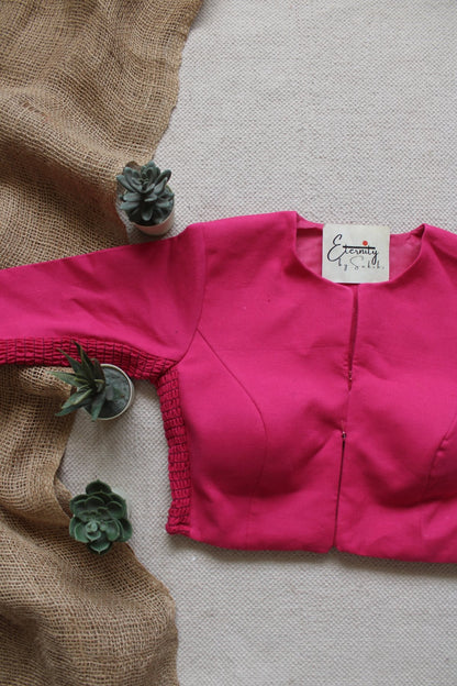 Pink Double Zip Mood With Sleeves Stretchable Blouse - Eternity by Sakshi