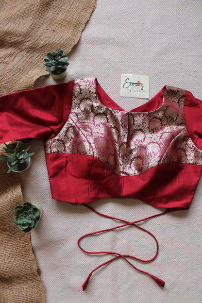 Maroon Gulnaar Brocade Blouse