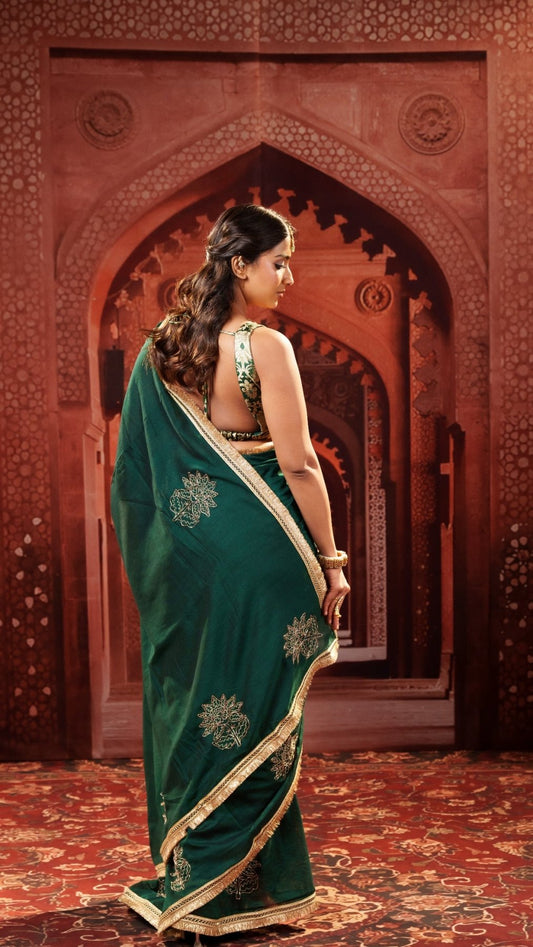 Emerald Elegance Handwork Saree - Eternity by Sakshi
