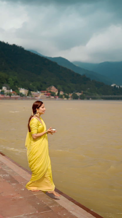 Yellow Pearl Saree