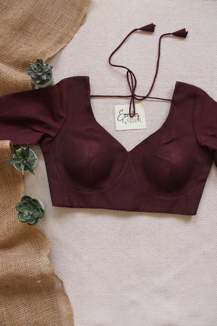 Maroon Madhubala With Sleeves Blouse - Eternity by Sakshi