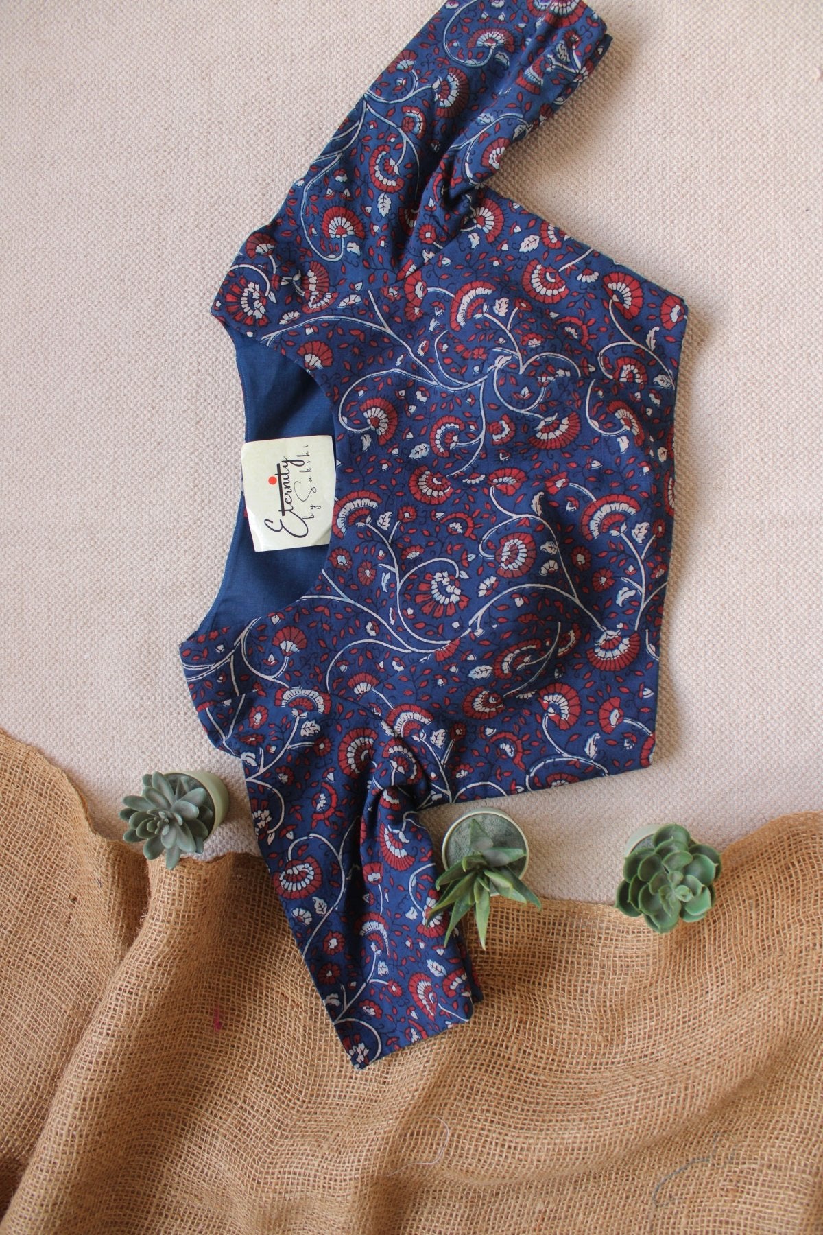 Ajrakh – Blue Floral Blouse - Eternity by Sakshi