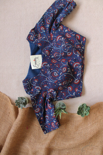 Ajrakh – Blue Floral Blouse - Eternity by Sakshi