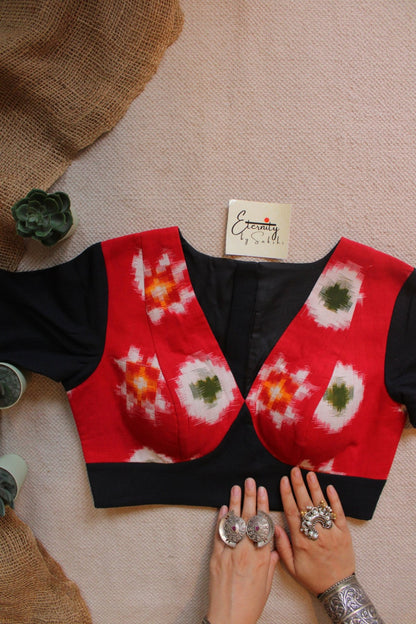 Raahi Red Patch Office Blouse - Eternity by Sakshi