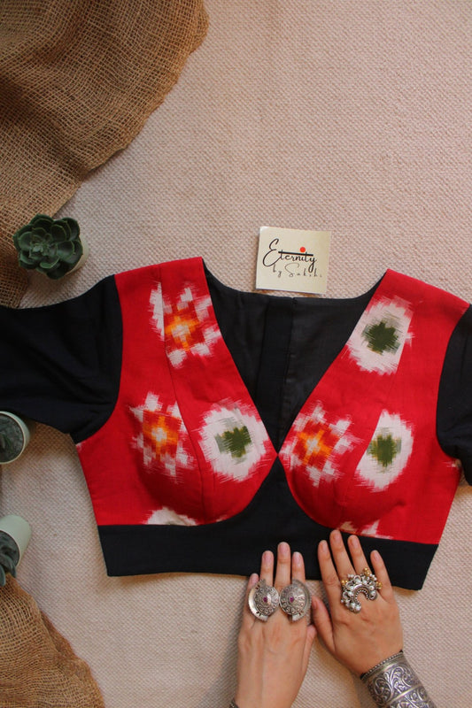 Raahi Red Patch Office Blouse - Eternity by Sakshi