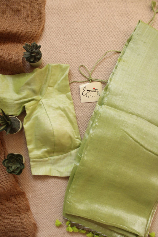 Mint Molten Saree + Mint Molten Blouse Combo - Eternity by Sakshi