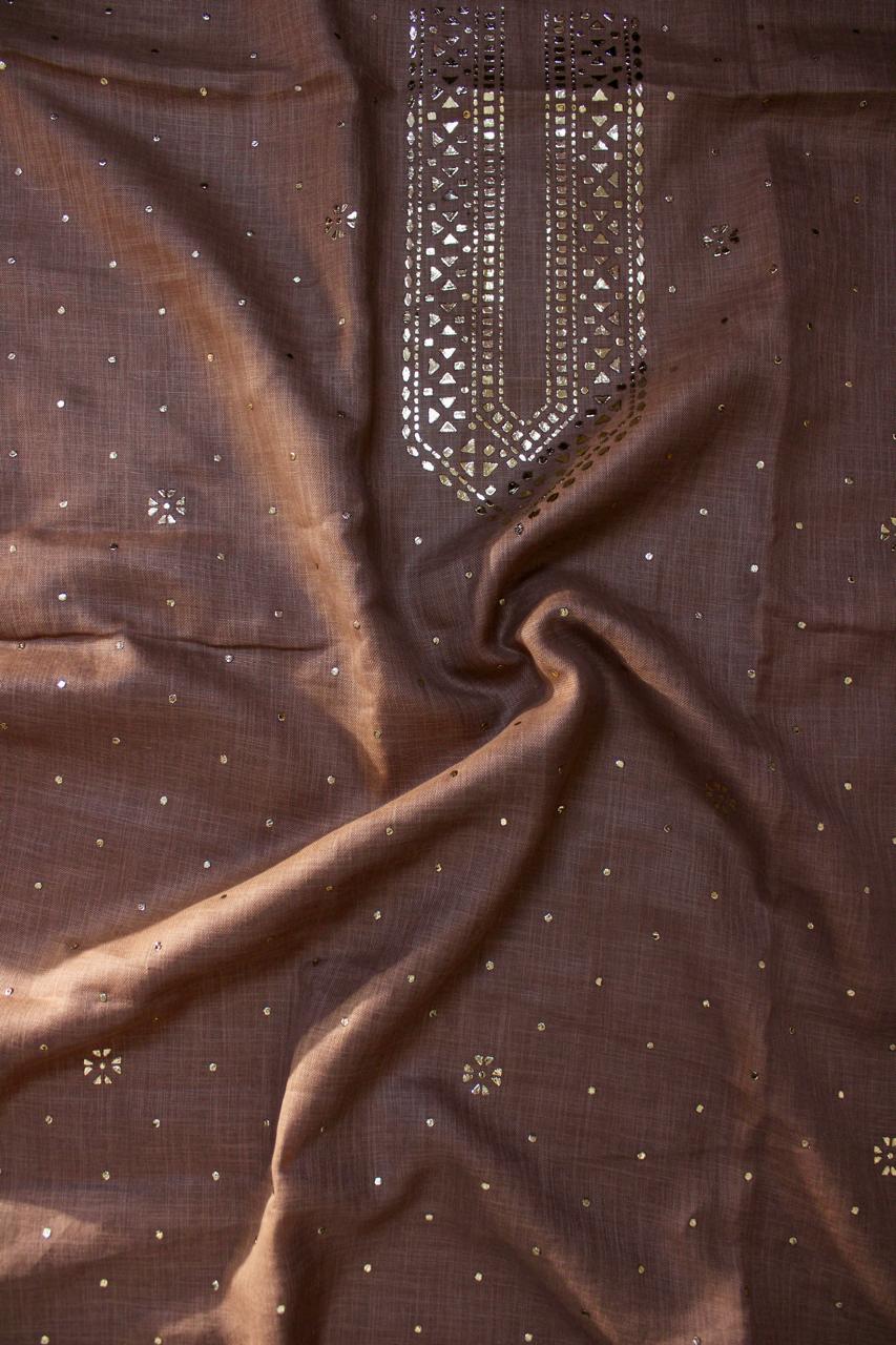 Light Brown Linen Unstitched Mens Kurta Fabric 04