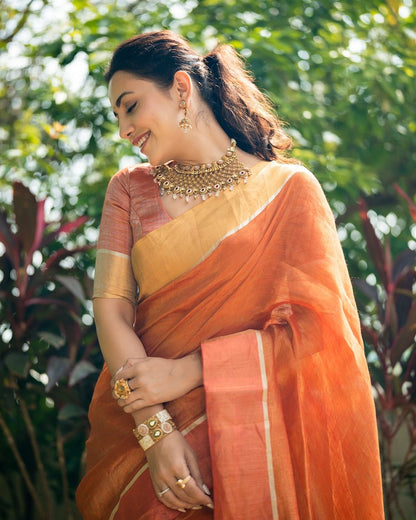 Aza Metallic Linen Saree