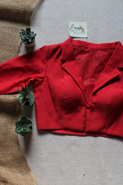 Red Spark Collar Blouse