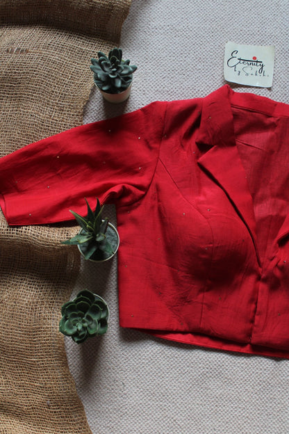 Red Spark Collar Blouse
