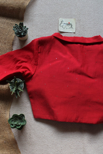 Red Spark Collar Blouse