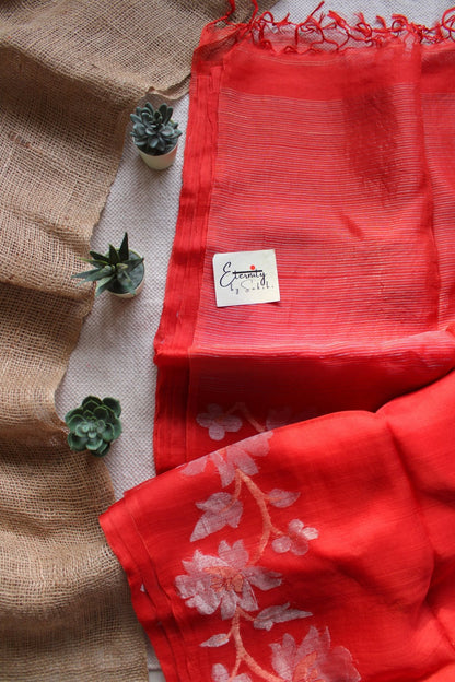 Rust Muslin Silk Saree - Eternity by Sakshi