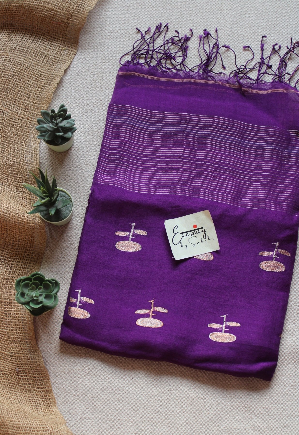 Purple Floral Muslin Silk Saree