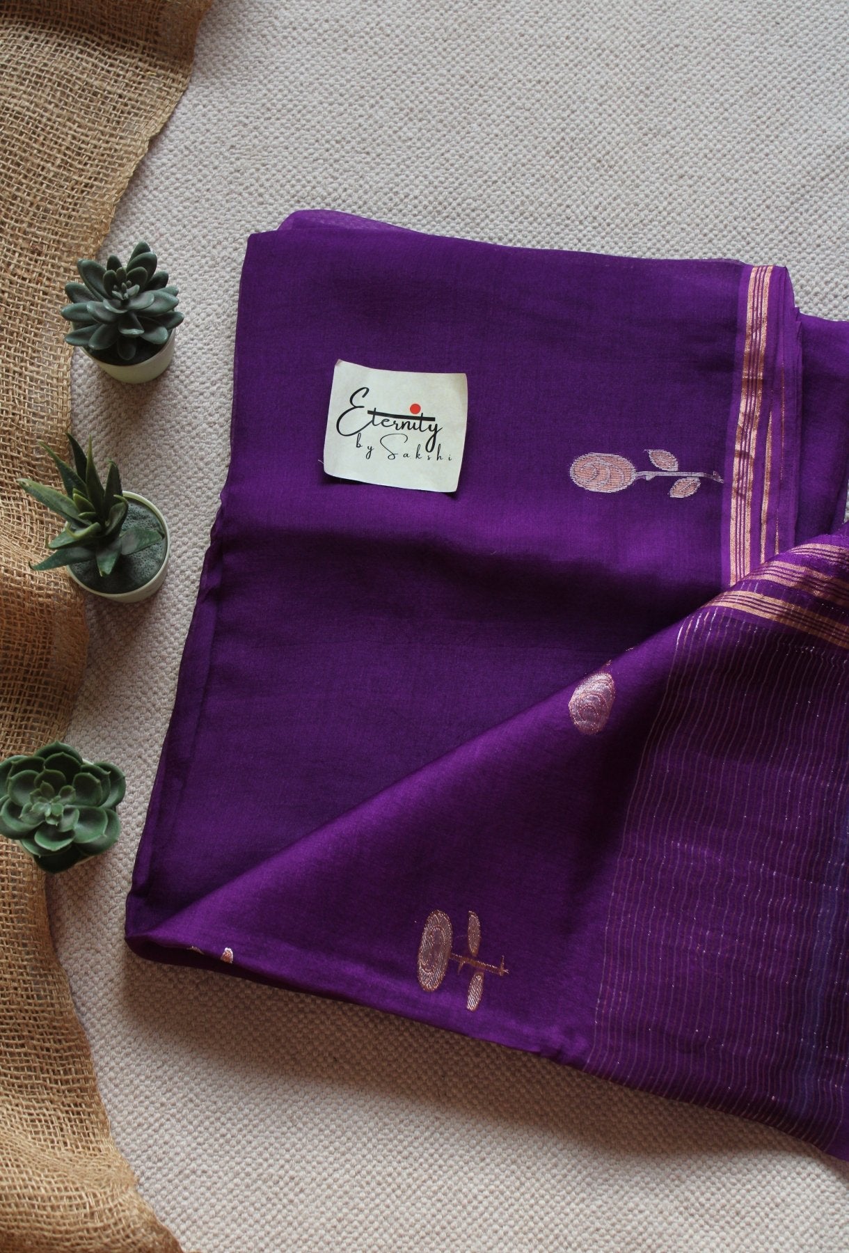 Purple Floral Muslin Silk Saree