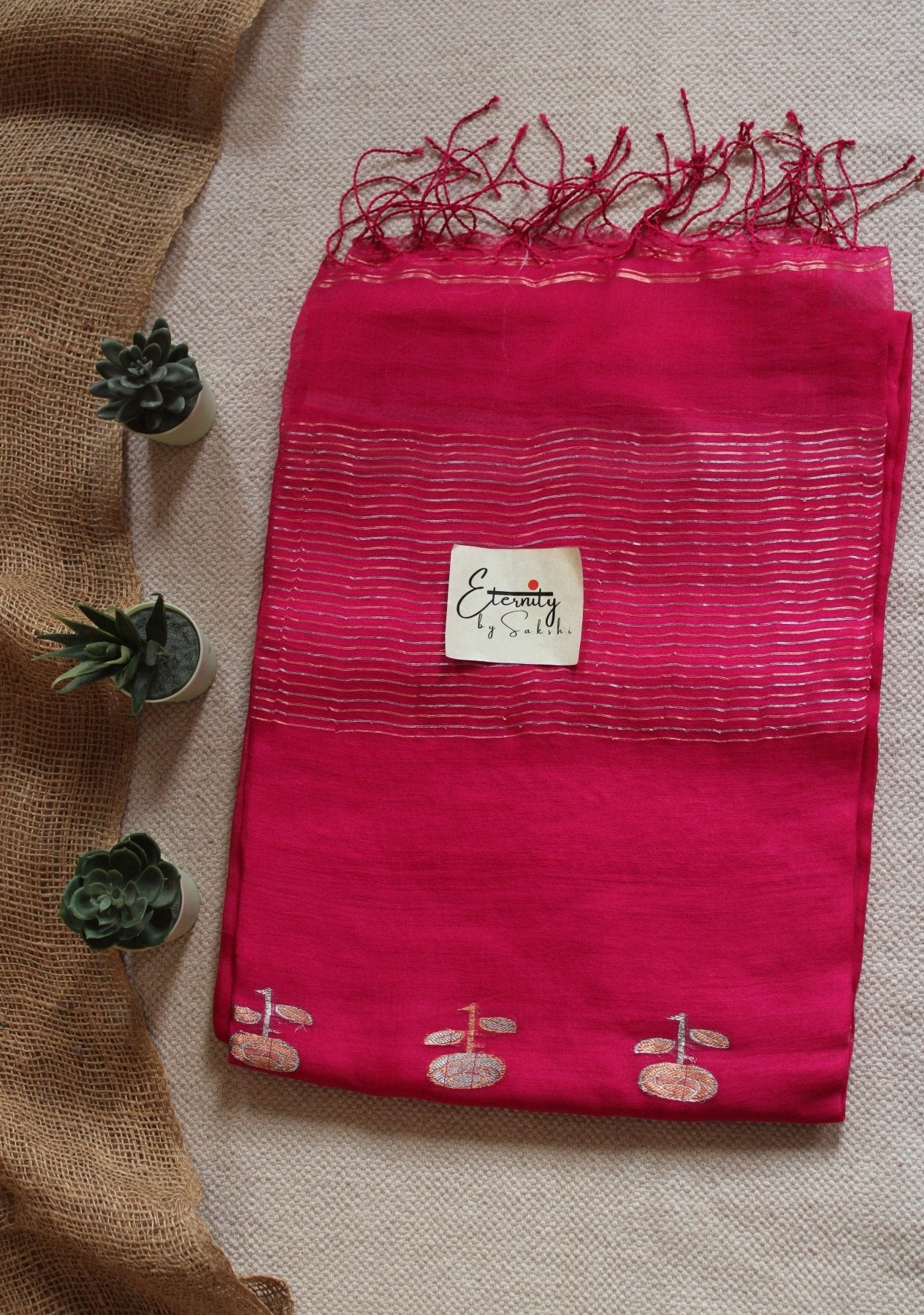Pink Floral Muslin Silk Saree