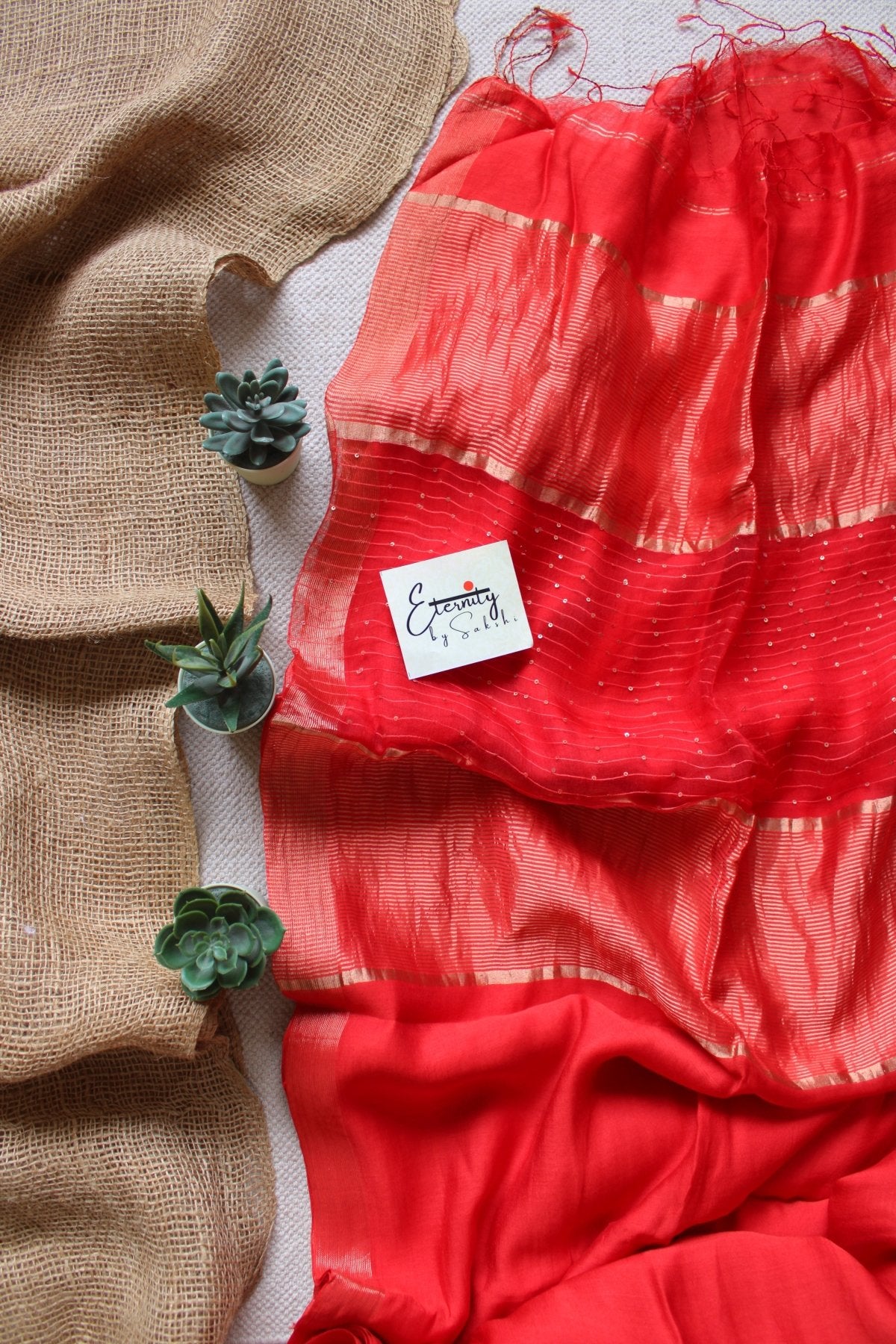 Red Raga Resham Saree - Eternity by Sakshi