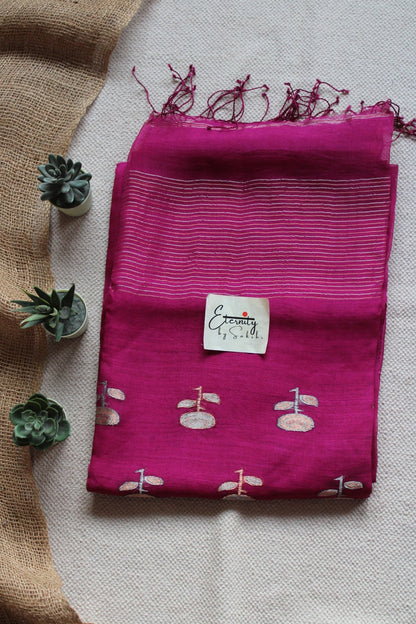 Rosy Floral Muslin Silk Saree