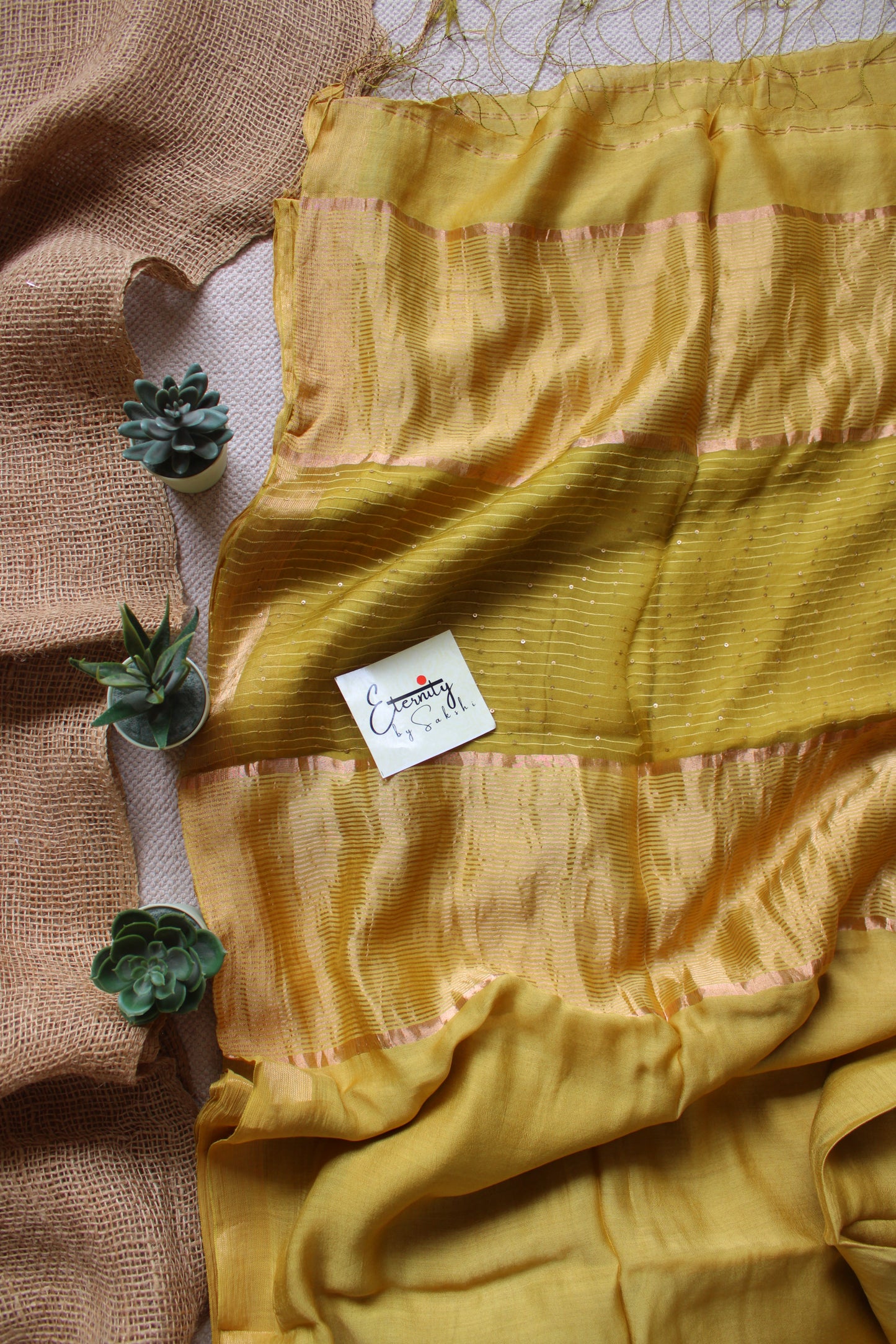 Yellow Raga Resham Saree
