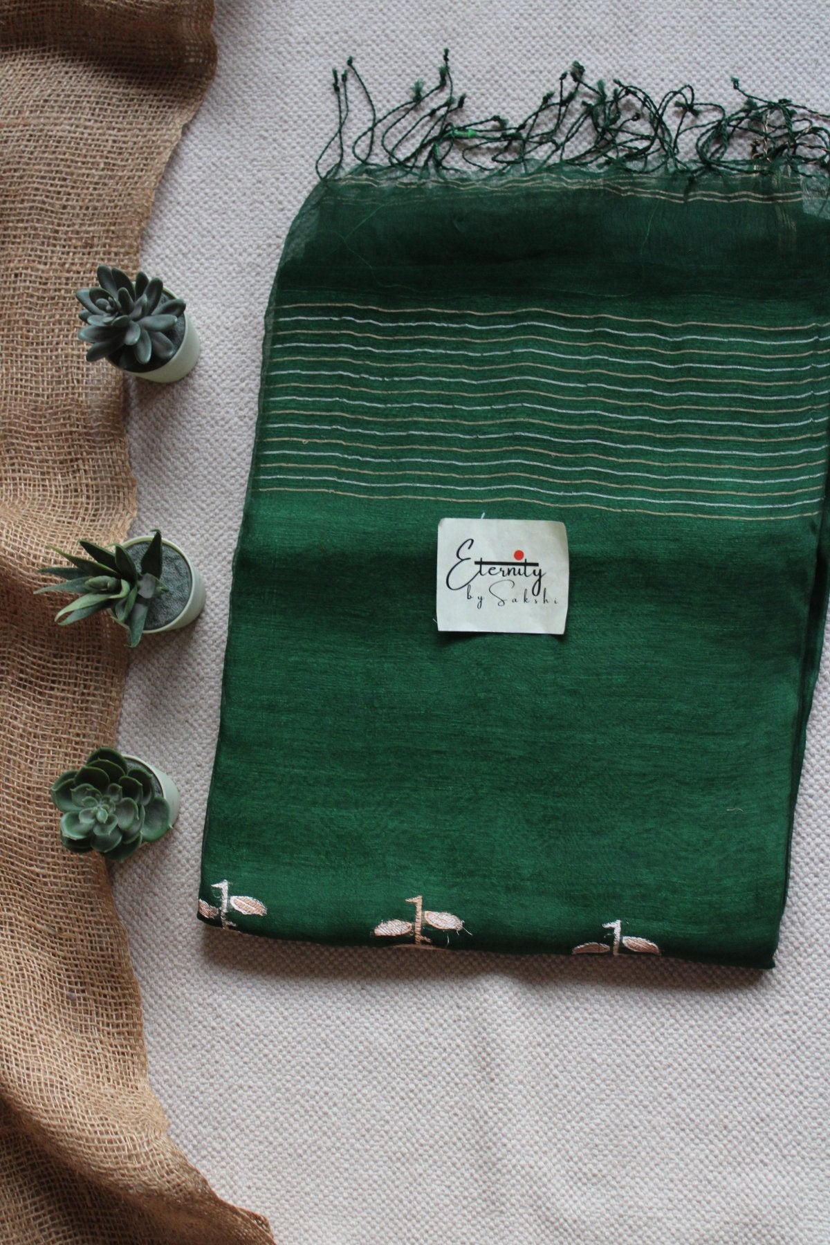 Green Floral Muslin Silk Saree